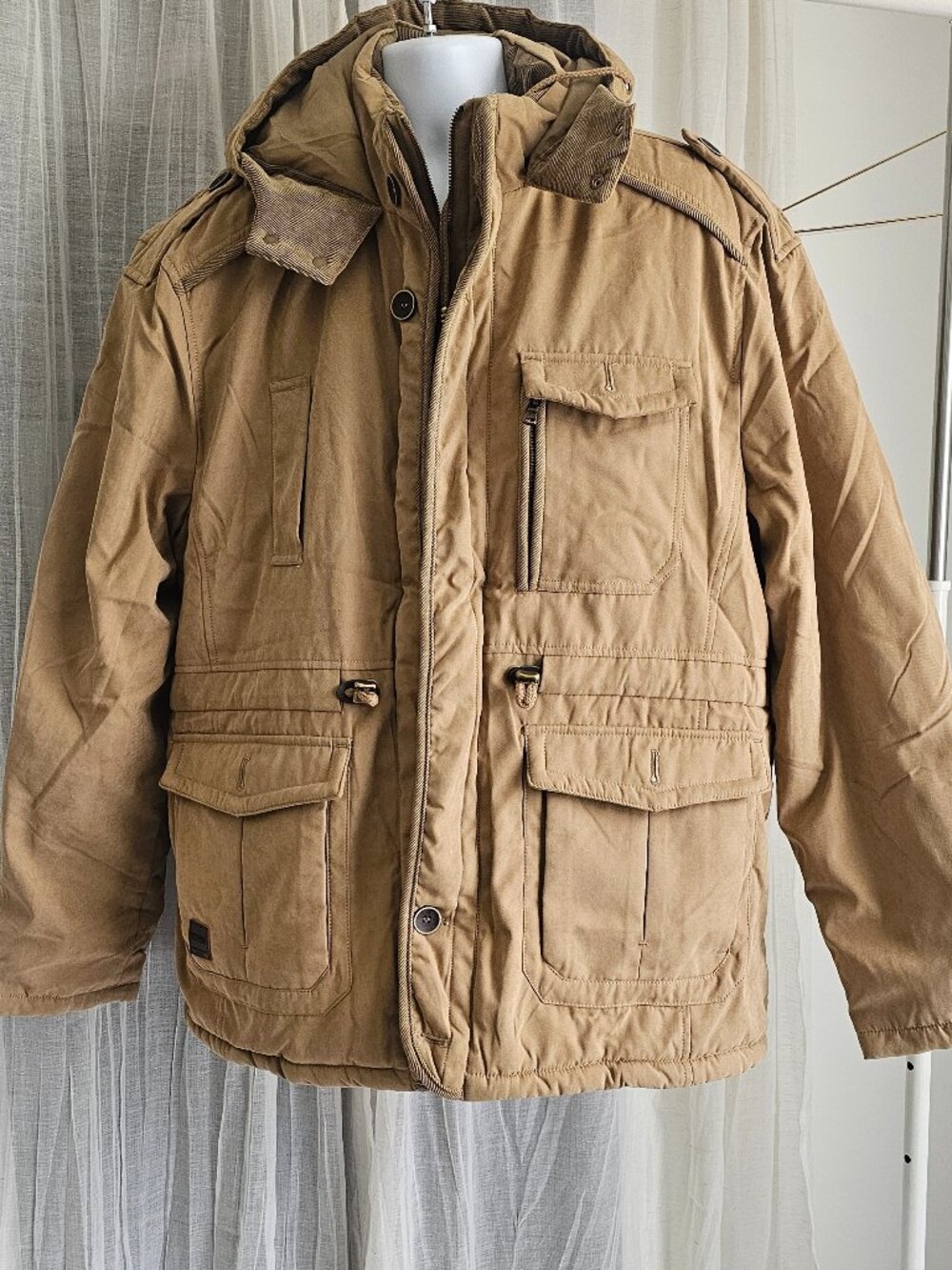 Windproof Men Winter Fleece Jacket Outdoor Multi Pocket Thick Coat Casual Hooded
